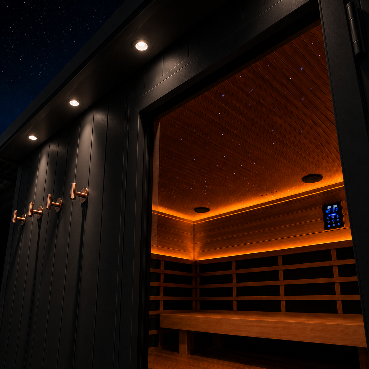 6-8 PP Outdoor Far Infrared Sauna - Black