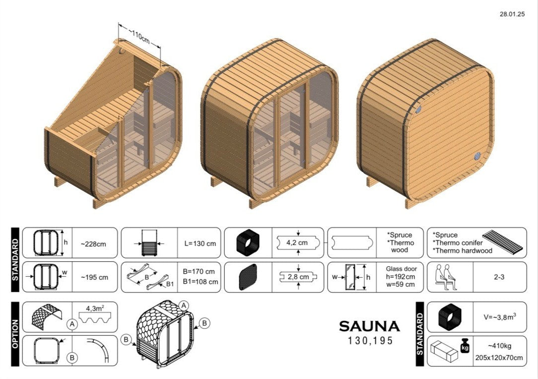 SOLÉ 195 Euro Made Outdoor Sauna